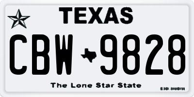 TX license plate CBW9828