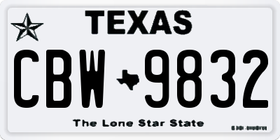 TX license plate CBW9832