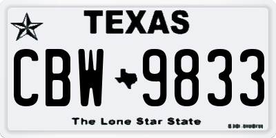 TX license plate CBW9833