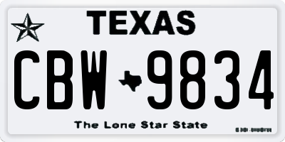 TX license plate CBW9834