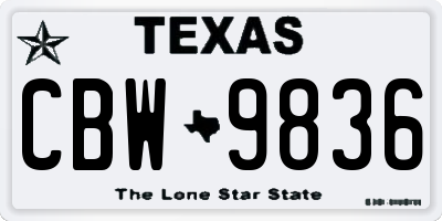 TX license plate CBW9836
