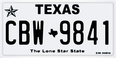 TX license plate CBW9841