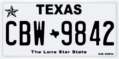 TX license plate CBW9842