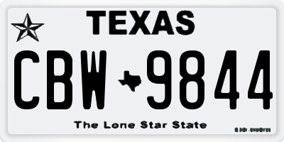 TX license plate CBW9844