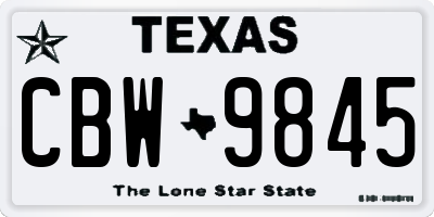 TX license plate CBW9845
