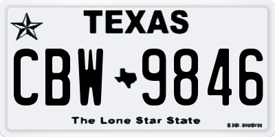 TX license plate CBW9846