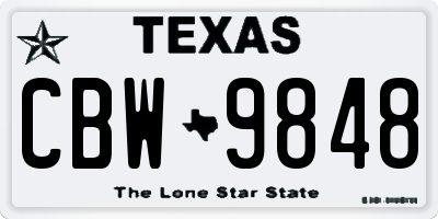 TX license plate CBW9848