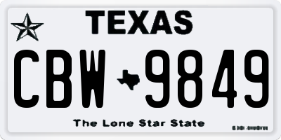 TX license plate CBW9849