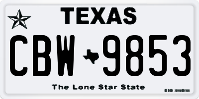 TX license plate CBW9853