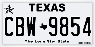 TX license plate CBW9854