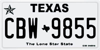 TX license plate CBW9855