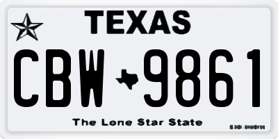 TX license plate CBW9861