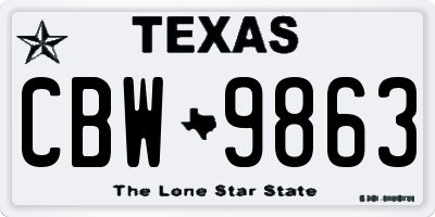 TX license plate CBW9863