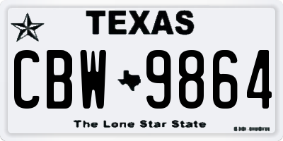 TX license plate CBW9864
