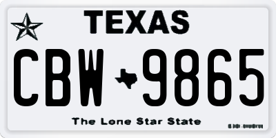 TX license plate CBW9865