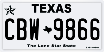 TX license plate CBW9866