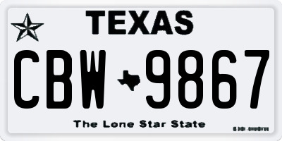 TX license plate CBW9867