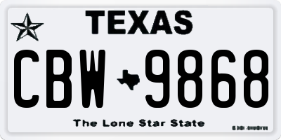 TX license plate CBW9868