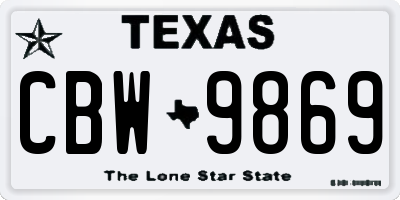 TX license plate CBW9869