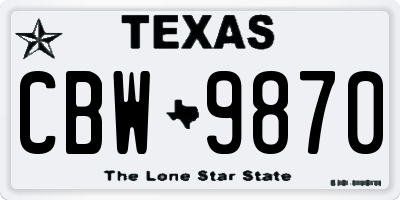 TX license plate CBW9870