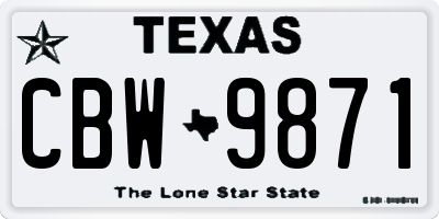 TX license plate CBW9871