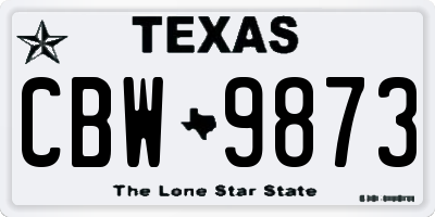 TX license plate CBW9873