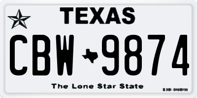 TX license plate CBW9874