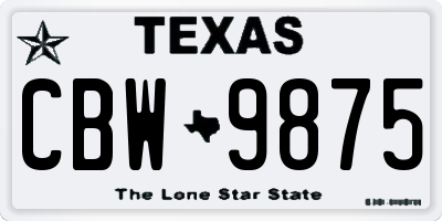 TX license plate CBW9875