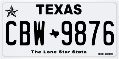 TX license plate CBW9876