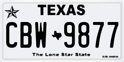 TX license plate CBW9877