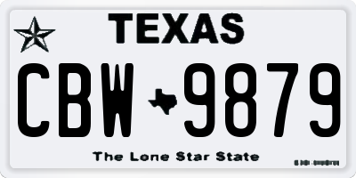 TX license plate CBW9879