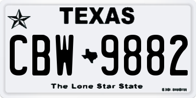 TX license plate CBW9882