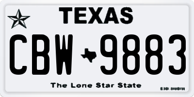 TX license plate CBW9883