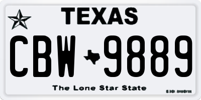 TX license plate CBW9889