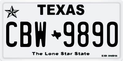 TX license plate CBW9890
