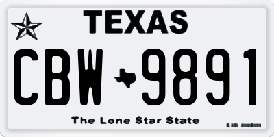 TX license plate CBW9891