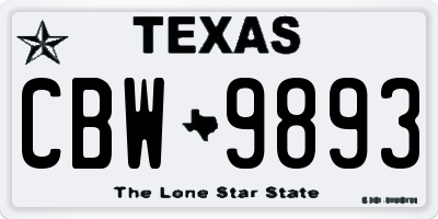 TX license plate CBW9893