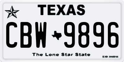 TX license plate CBW9896