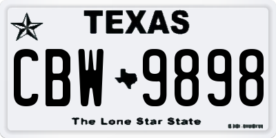 TX license plate CBW9898