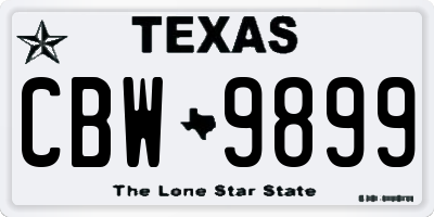 TX license plate CBW9899