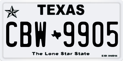 TX license plate CBW9905