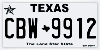 TX license plate CBW9912