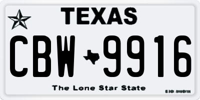 TX license plate CBW9916