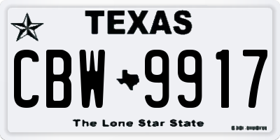 TX license plate CBW9917