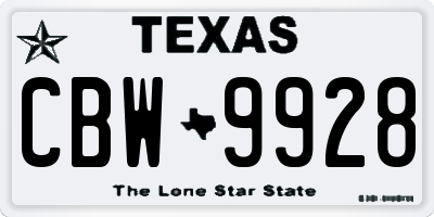 TX license plate CBW9928