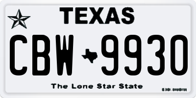 TX license plate CBW9930
