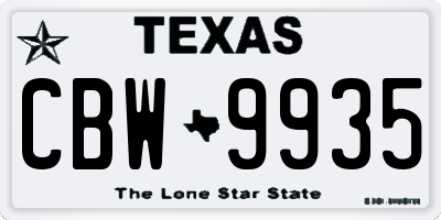 TX license plate CBW9935