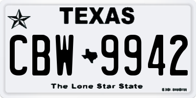 TX license plate CBW9942
