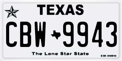TX license plate CBW9943