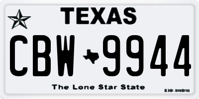 TX license plate CBW9944